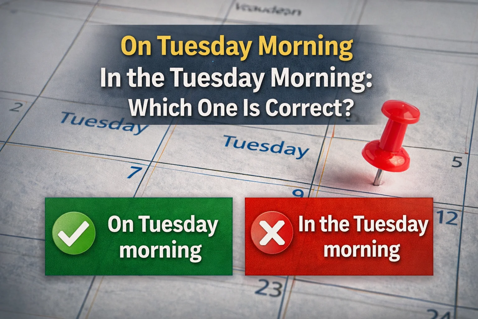 On Tuesday Morning or In the Tuesday Morning
